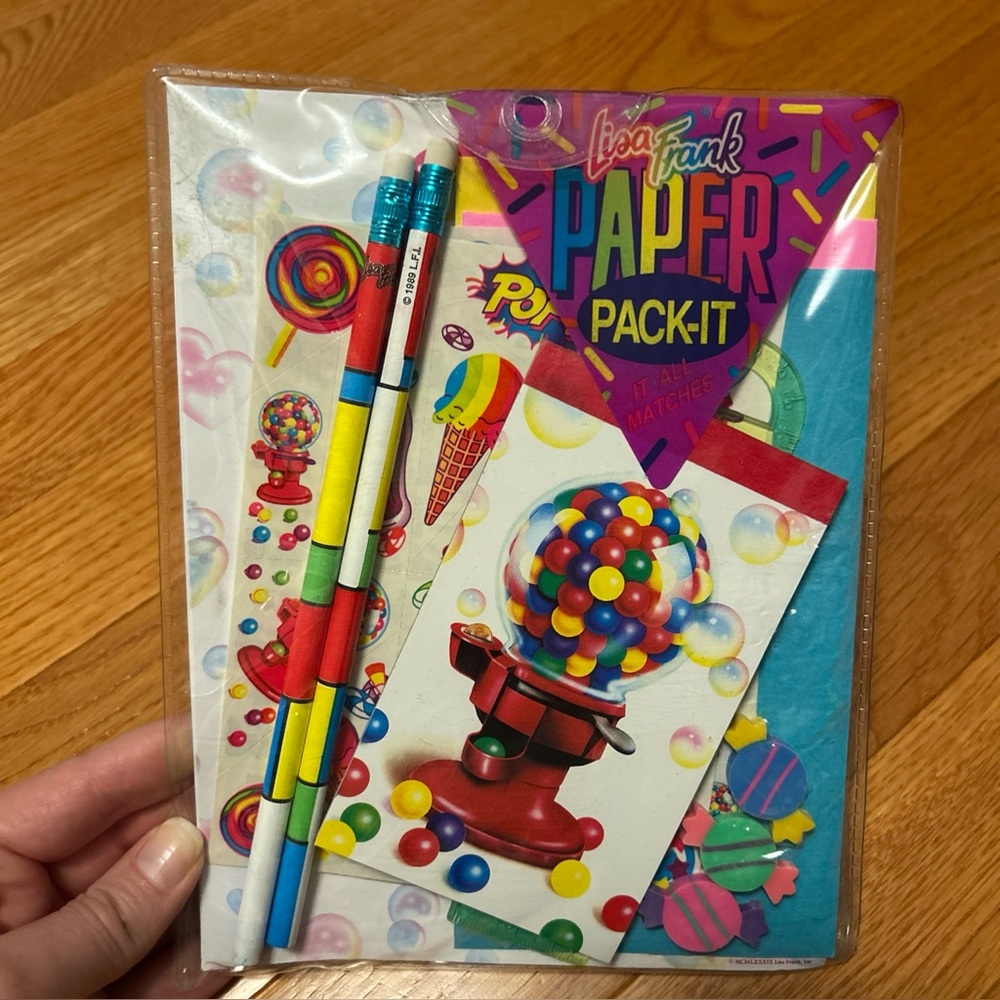 SEALED Vintage Lisa Frank Paper Pack-It stationary set bubblegum - 1989